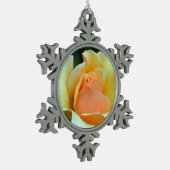 Enkelgele roos tin sneeuwvlok ornament (Links)