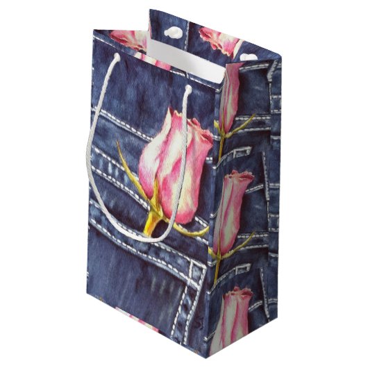 Enkelroze roze klein cadeauzakje (Achterkant Gekanteld)