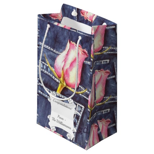 Enkelroze roze klein cadeauzakje (Voorkant Gekanteld)