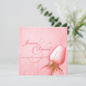 Enkelroze roze roodroodroos bruiloft vierkant uitn kaart (Staand voorkant)