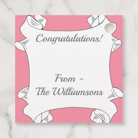 Enkelroze roze ventilator bedankjes labels (Achterkant)