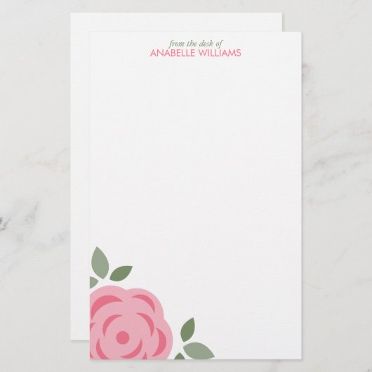 Enkelroze ventilator briefpapier (Voorkant / Achterkant)