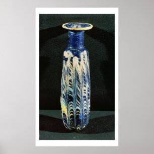 Enkelvormige kolf van zand-core-glas (alabastron)  poster