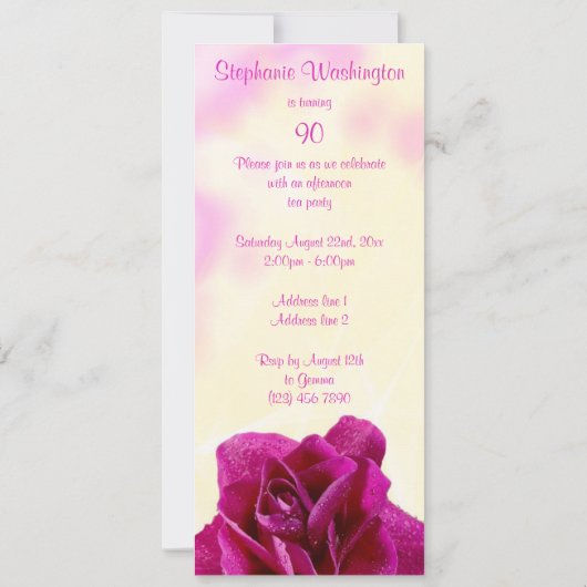 Enkelvoudig Lila Roos 90e verjaardag Kaart (Achterkant)