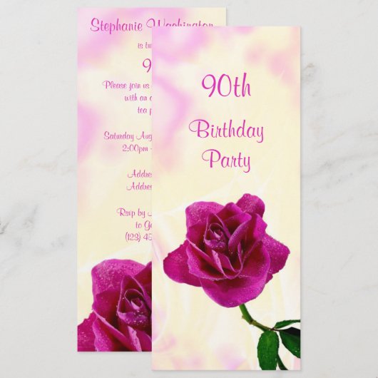 Enkelvoudig Lila Roos 90e verjaardag Kaart (Voorkant / Achterkant)