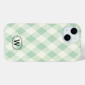 Enkelvoudig monogram op Mint en Groen Gingham Case-Mate iPhone Case (Achterkant (horizontaal))