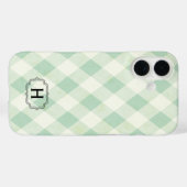 Enkelvoudig monogram op Mint en Groen Gingham Case-Mate iPhone Case (Achterkant (horizontaal))