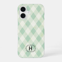 Enkelvoudig monogram op Mint en Groen Gingham