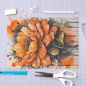Enkelvoudig Sinaasappel Bloemveer Decoupage Papier (Craft)
