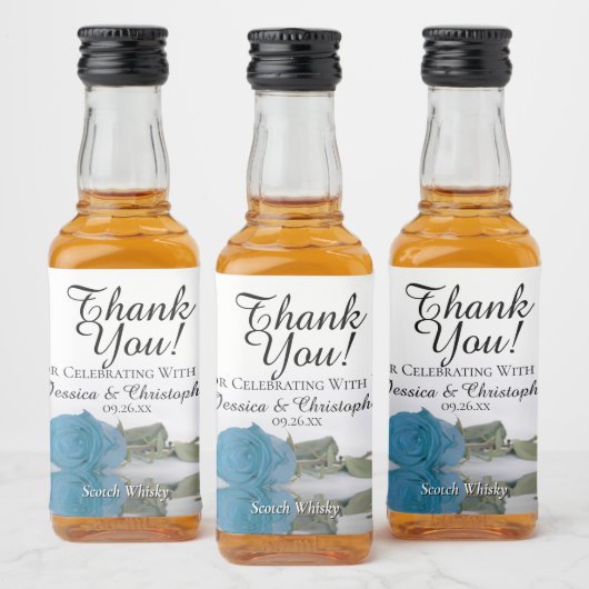 Enkelvoudig Turquoise Blue Roos Weddenschap Likeurfles Etiket (Flessen)