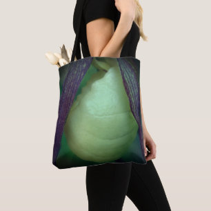 Enkelvoudig wit draagster, orchidee, dicht bij tote bag
