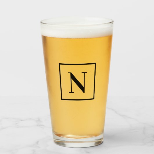 Enkelvoudig zwart vierkant randmonogram met enkele glas (Voorkant gevuld)