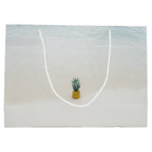 Enkelvoudige ananas op het strand groot cadeauzakje (Achterkant)