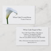 Enkelvoudige begrafenisondernemer met witte arum visitekaartje (Voorkant / Achterkant)