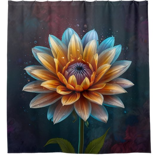 Enkelvoudige grote bloem bloeien in multi-kleuren  douchegordijn (Voorkant)