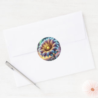 Enkelvoudige grote zonnebloem ronde sticker