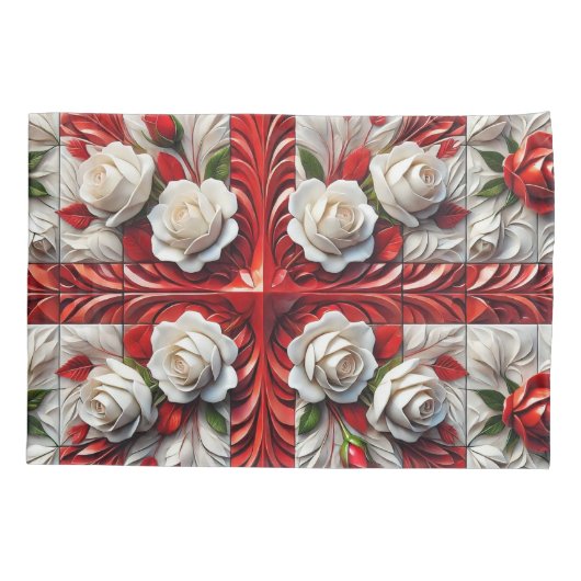 Enkelvoudige Kussensloop met Engelse Rozen (Achterkant)