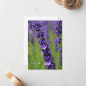 Enkelvoudige lavendelstengel notitiekaartje (Voorkant / Achterkant in situ)