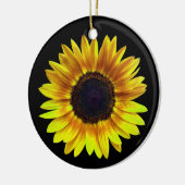 Enkelvoudige, lichtgele zonnebloem keramisch ornament (Links)