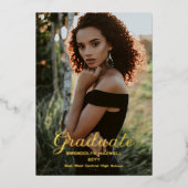 Enkelvoudige, minimale Afstuderen foto van Elegant Folie Uitnodiging (Voorkant)