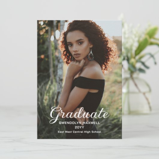 Enkelvoudige, minimale Afstuderen foto van Elegant Kaart (Staand voorkant)