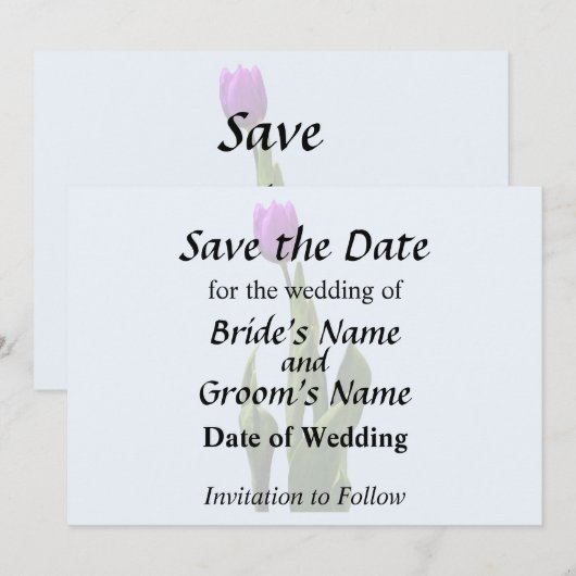 Enkelvoudige Paarse Tulp Save The Date (Voorkant / Achterkant)