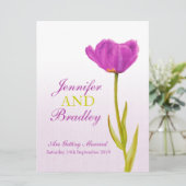 Enkelvoudige paarse tulpkunst grote trouwuitnodigi kaart (Staand voorkant)