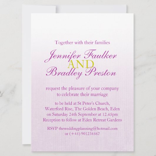 Enkelvoudige paarse tulpkunst grote trouwuitnodigi kaart (Achterkant)