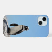 Enkelvoudige pinguïn iPhone 15 case (Achterkant horizontaal)