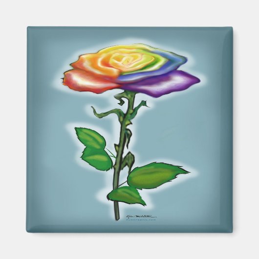 Enkelvoudige regenboogRoos Magneet (Voorkant)