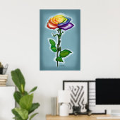 Enkelvoudige regenboogRoos Poster (Thuiskantoor)