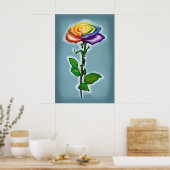Enkelvoudige regenboogRoos Poster (Keuken)