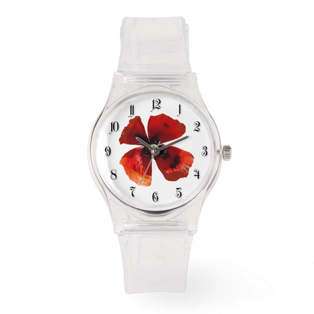Enkelvoudige rode papaverbloem horloge (Voorkant)