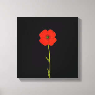 Enkelvoudige rode papaverbloem op doek canvas afdruk