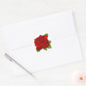 Enkelvoudige rode roze op wit ronde sticker (Envelop)