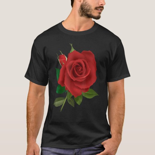 Enkelvoudige rode rozen met rode rozen, vul met ro t-shirt (Voorkant)