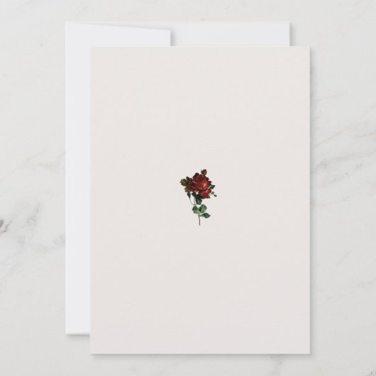 Enkelvoudige  rode rozenweduwen kaart (Achterkant)