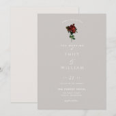 Enkelvoudige  rode rozenweduwen kaart (Voorkant / Achterkant)