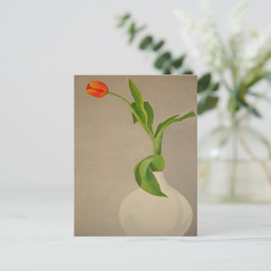 Enkelvoudige rode streep in een witte fase briefkaart (Staand voorkant)