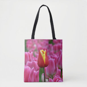 Enkelvoudige rode tulp tote bag