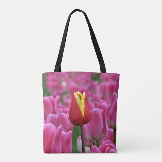 Enkelvoudige rode tulp tote bag (Achterkant)
