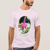 Enkelvoudige roze bloeding Hartbloem Aangepast T-shirt (Voorkant)
