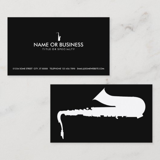 enkelvoudige saxofoon visitekaartje (Voorkant / Achterkant)