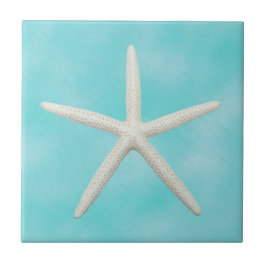 Enkelvoudige Starfish op Aqua Blue Tegeltje