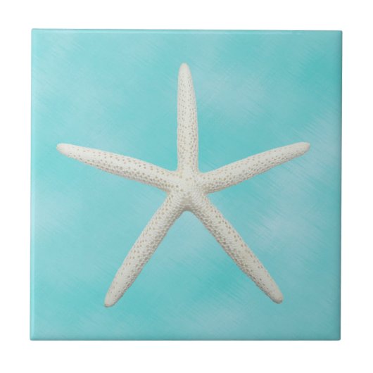 Enkelvoudige Starfish op Aqua Blue Tegeltje (Voorkant)