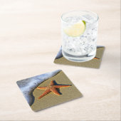 Enkelvoudige Starfish op strand Kartonnen Onderzetters (Insitu)