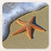 Enkelvoudige Starfish op strand Kartonnen Onderzetters (Voorkant)