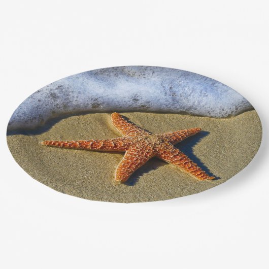Enkelvoudige Starfish op strand Papieren Bordje (Gekanteld)