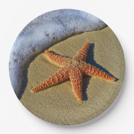 Enkelvoudige Starfish op strand Papieren Bordje (Voorkant)