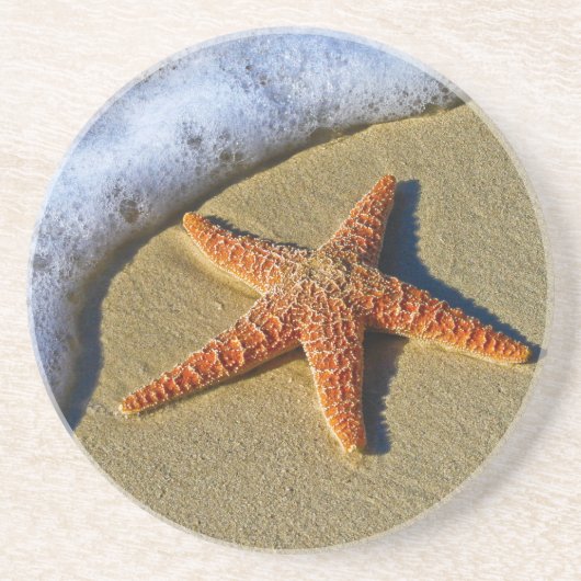 Enkelvoudige Starfish op strand Zandsteen Onderzetter (Voorkant)